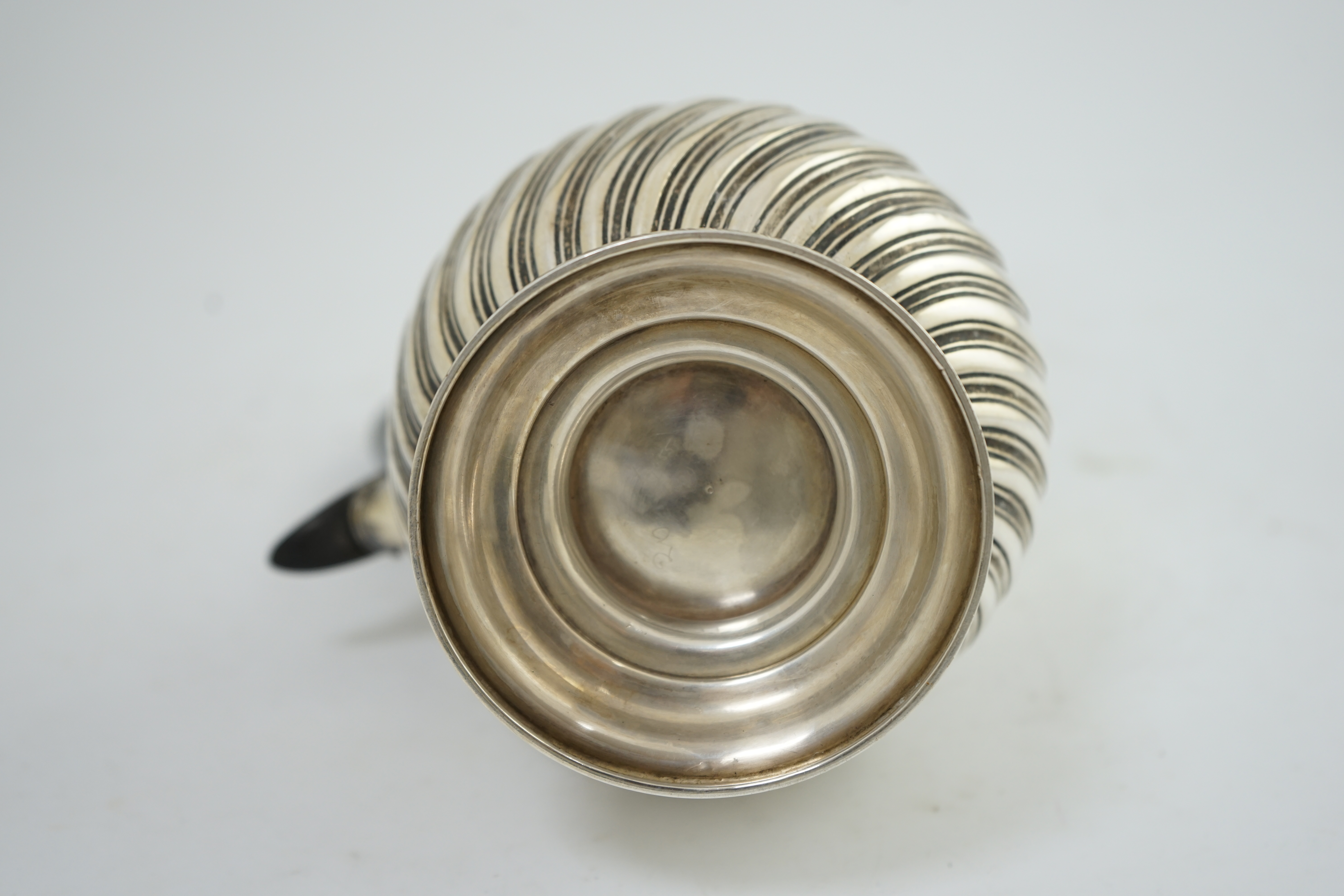 A late Victorian demi-spiral fluted hot water pot, by James Deakin & Sons Ltd